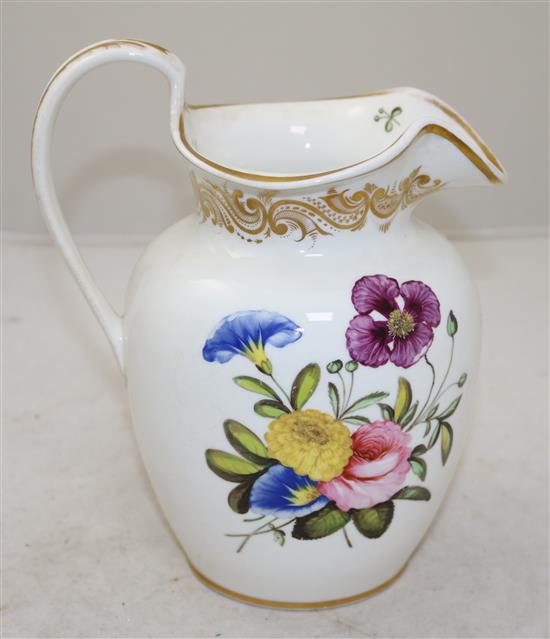 A Coalport flower painted jug, c.1825, 21cm